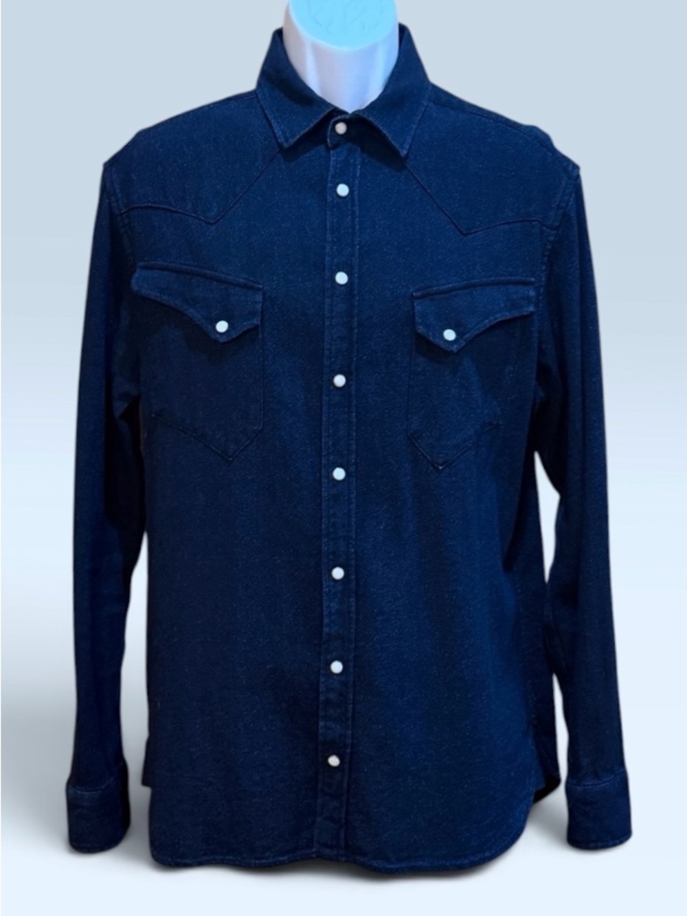 Taylor Stitch Western Shirt In Indigo Crepe Size 42 / Medium! - Picture 7 of 16